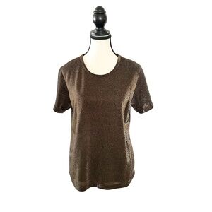 90’s Tradition Metallic Gold Blouse Early 2000s Size (vintage)XL Glamour